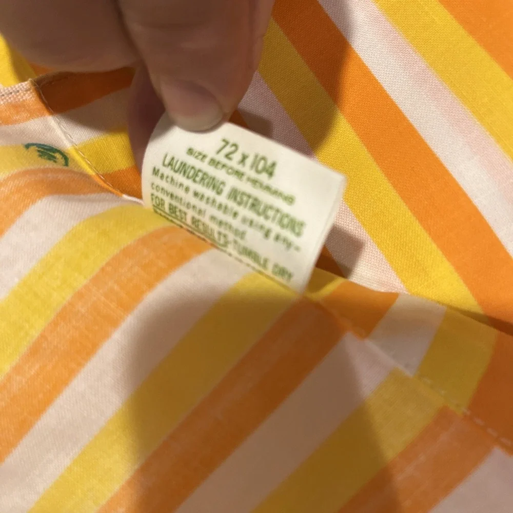 Vintage DAN RIVER  Yellow & Gold‎ Striped Fine Muslin MCM Twin Flat Sheet